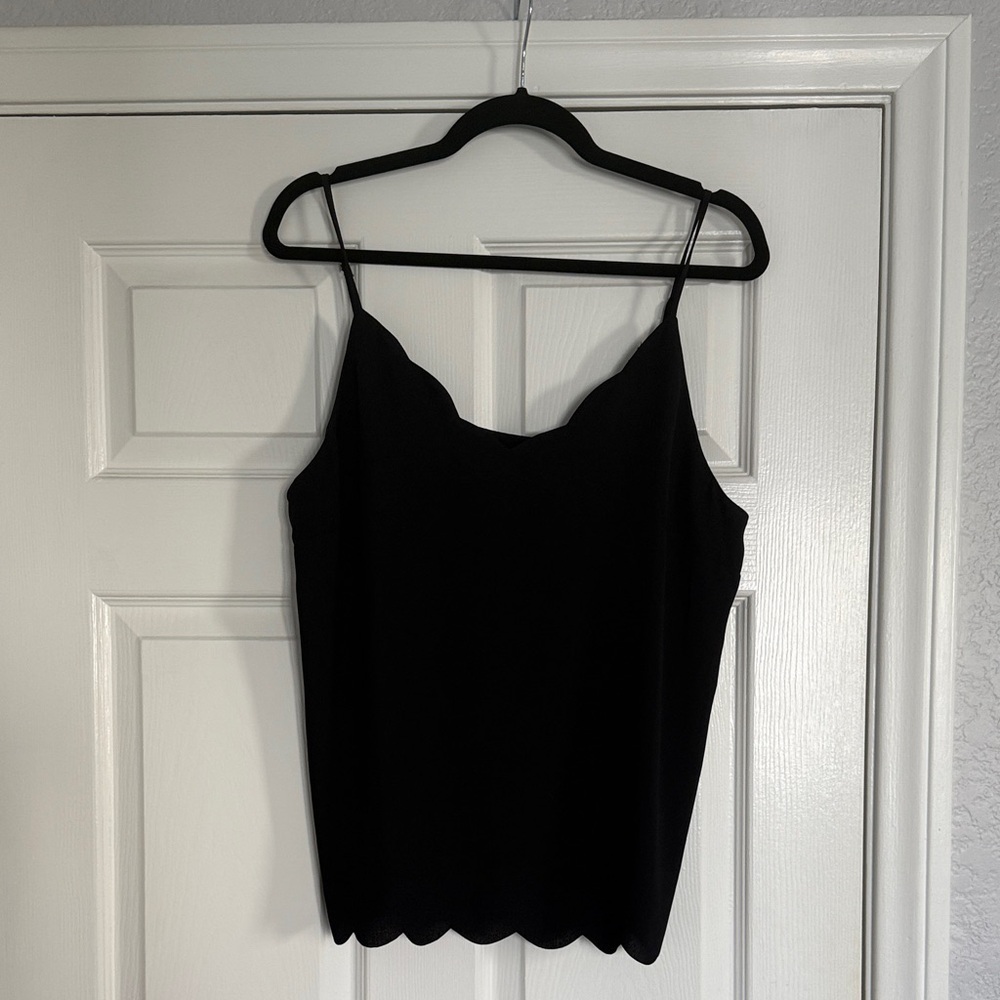 Halogen Elegant Black Scallop-Trim Camisole
